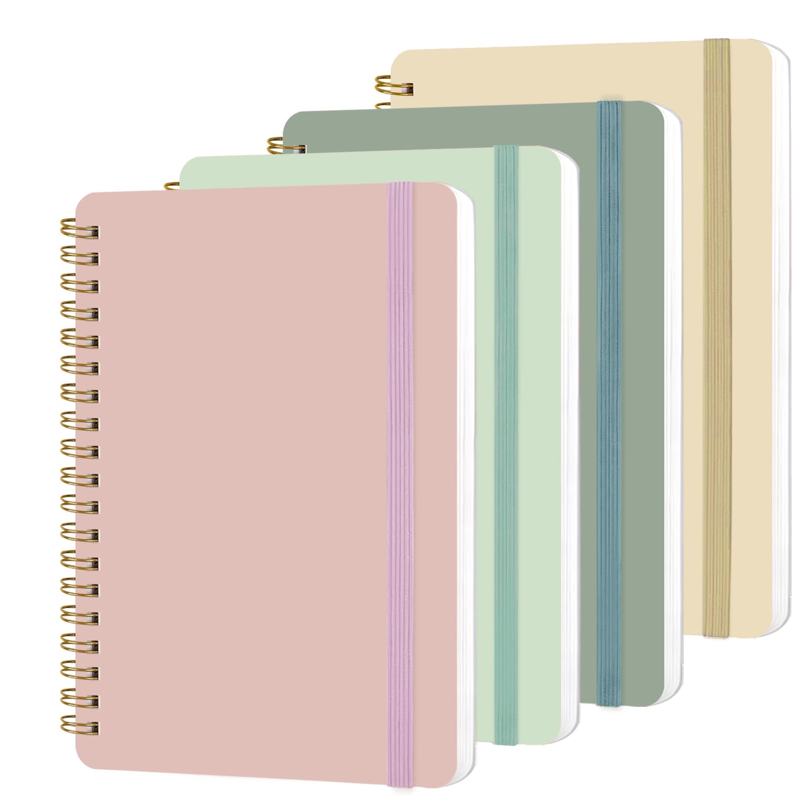 Photo 1 of DMSVK 4 PCS Small Spiral Notebook 5x7, Spiral Journal Notebook, Notebooks for Work, School, Small Notebooks 5x7 with Strap, Cute Notebooks for Women 50 Sheets (Green)