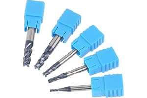 COLYUPO 5Pcs Square Nose End Mills 4 Flute 2mm-6mm Tungsten Steel End Mill Cutter CNC Milling Router Bits for Alloy Steel Cas