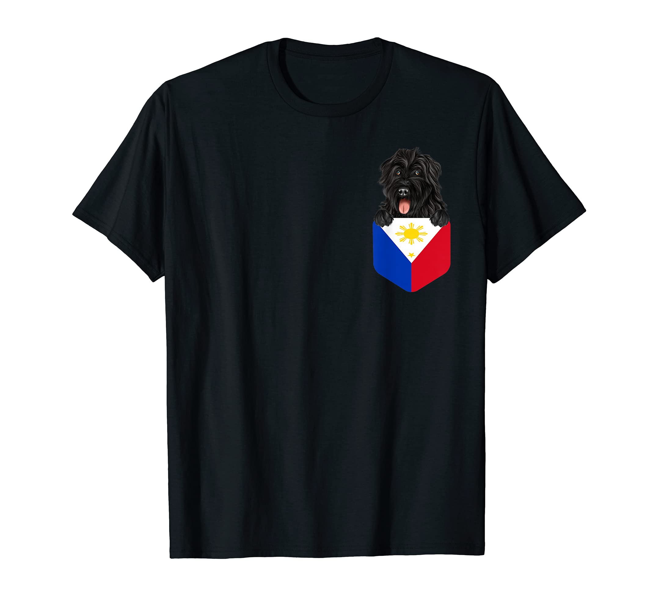 Philippines Flag Bouvier des Flandres Dog In Pocket T-Shirt