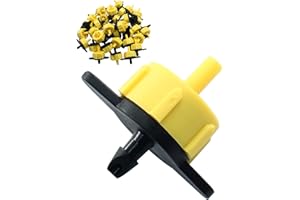 Zorveiio 50 Pcs Drip Irrigation Drippers 1/2 GPH Adjustable Irrigation Emitters Water Tubing Drip Tip，Sprinkler Emitters for Garden Watering Lawn Farming（Yellow）