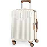 BAGSMART Carry On Luggage 22x14x9 Airline Approved with Spinner Wheels,100% PC Hardside Expandable Luggage with TSA Lock for Trips, 20 Inch Rolling Suitcases for Men Women,Beige