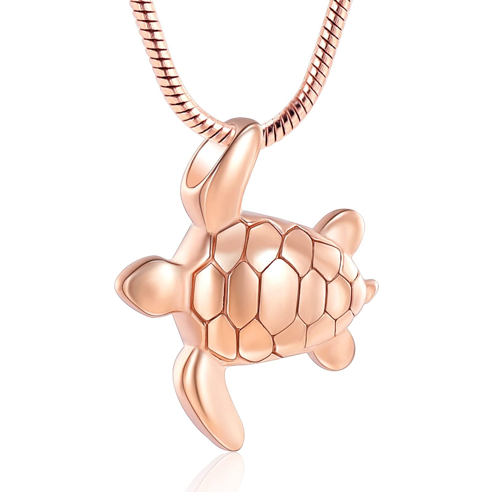 QGJNSGC Turtle Urn Necklace for Ashes: Rose Gold, Unisex, Classic Style, No Gemstone, 316L Stainless Steel, Keepsake Memorial Jewelry, Feng Shui Symbol, Customizable for Loss of Loved One