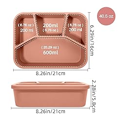 AROCFTIE Silicone Bento Box, 4 Compartment