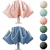 Fogkey Large Windproof Travel Umbrella, Portable Reverse Folding Car Umbrella, Compact Inverted Design with Waterproof Canopy, Automatic, 10 Durable Ribs, 45.6/13 Inch, Fits Backpack