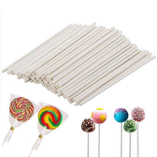Tumtanm Lollipop Sticks 100 Pcs Cake Pop Sticks 6-inch Cake Candy Chocolate Making Sticks Decoration Supplies for Party, Chocolates Making Tools