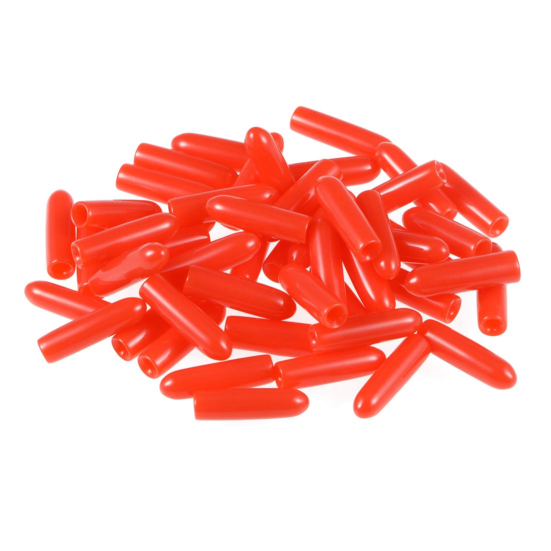 sourcing map 50pcs Rubber End Caps 2mm ID Vinyl Round Tube Bolt Cap Cover Screw Thread Protectors Red