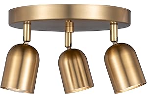 CRAFTRONOS 3 Light Track Lighting Kit Canopy,Matt Brass Finish with Modern Flush Mount Ceiling Spotlight for Kitchen,Bedroom,Living Room,Home Improvement