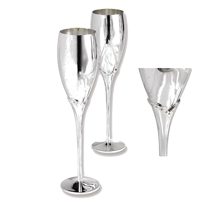 Silverplated Crystal Champagne Toasting Flutes Amazon.co.uk Jewellery