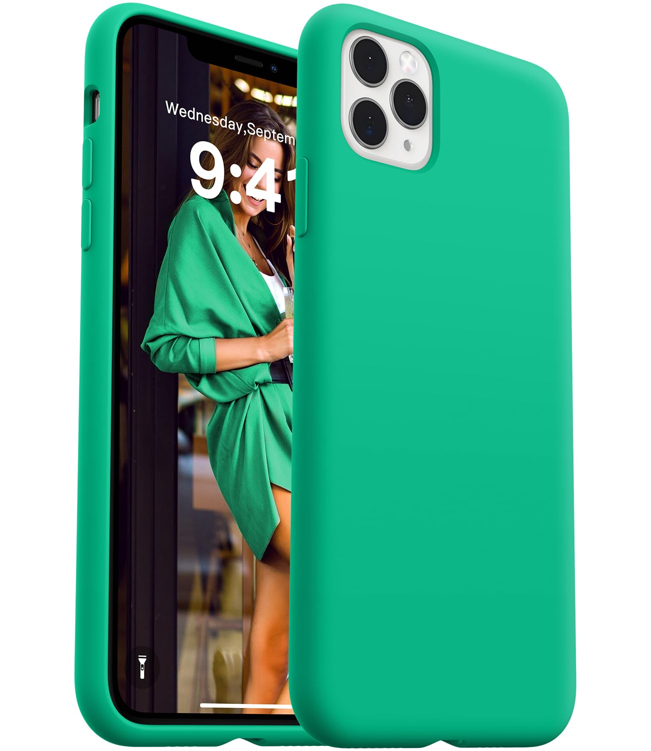 AOTESIER Compatible with iPhone 11 Pro Max Cases, Premium Silicone [Military Drop Protection] & [Anti-Scratch Soft Microfiber Lining] Slim Shockproof Phone Case, 6.5 inch, Emerald Green
