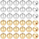 PH PandaHall 160pcs 2 Colors Brass Spacer Beads 6mm Gold Silver Beads Round Loose Bead for Handmade Crafts Stackable Friendship Bracelet Necklace Earring Jewelry Making Keychain Decor