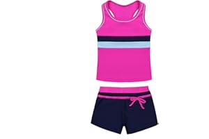 ranrann Kids Girls Two-Piece Sleeveless Tankini Outfits Tank Top Bottoms Gymnastic Athletic Swimwear Swimsuit