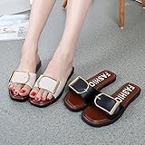 ZOMUSAR Clearance! Sandals Slippers, Fashion Women Summer Casual Flat Heel Square Buckle Sandals Slipper Shoes