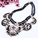 18K Gold Resin Bead Leather Rope Flower Statement Rhinestone Bib Choker Necklace