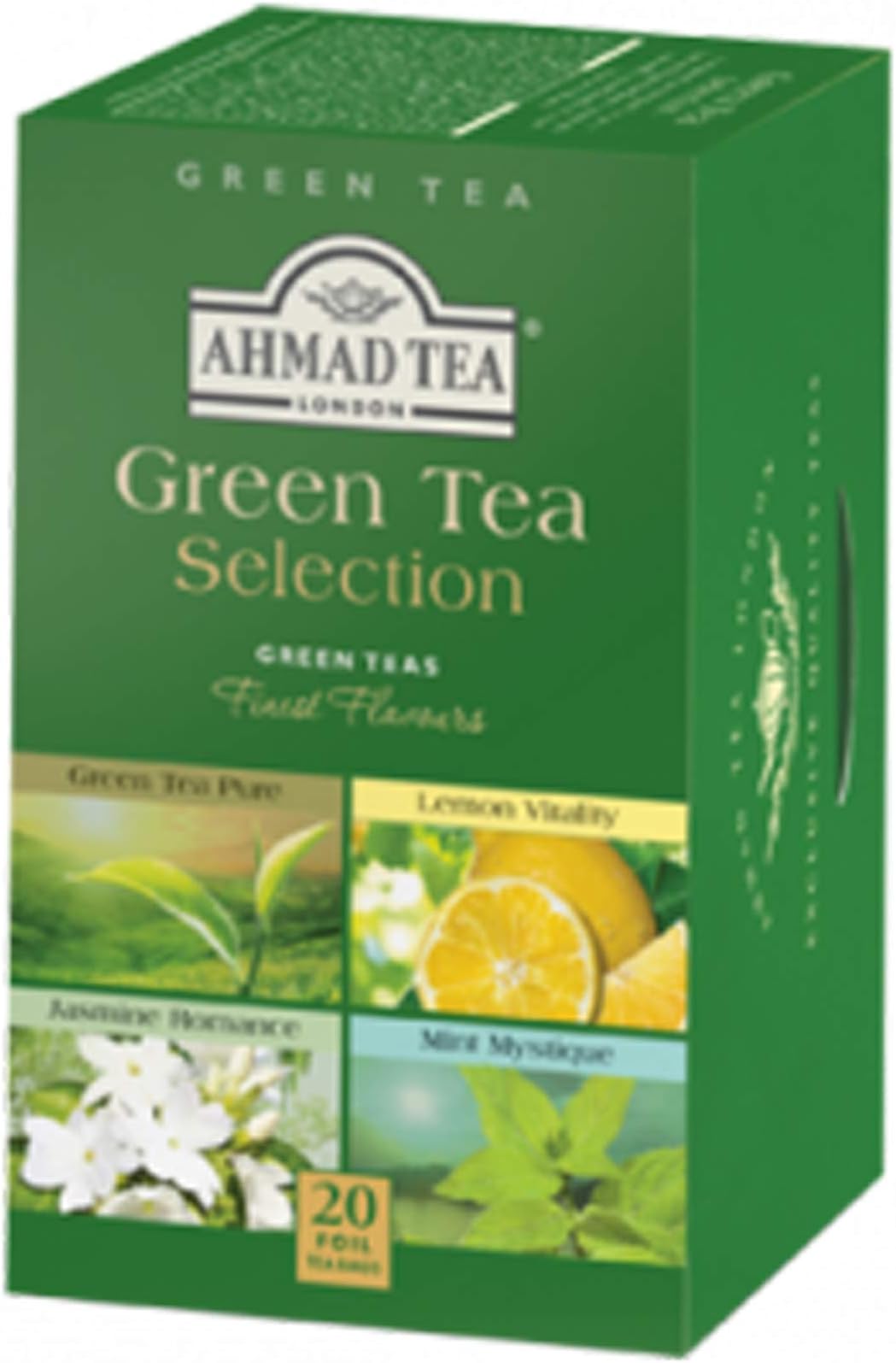 English Tea Selection - 20 Foil Enveloped Teabags Assortment in Printed Carton (Green Tea)