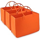 MEIANJU Felt Tote Bag, 16"x 12"x 10" Large Reusable Bags Handles Grocery Tote Bags Heavy Duty Shopping Felt Bags for Grocery,Orange Beach, Travel, Study, Gym, Gifts