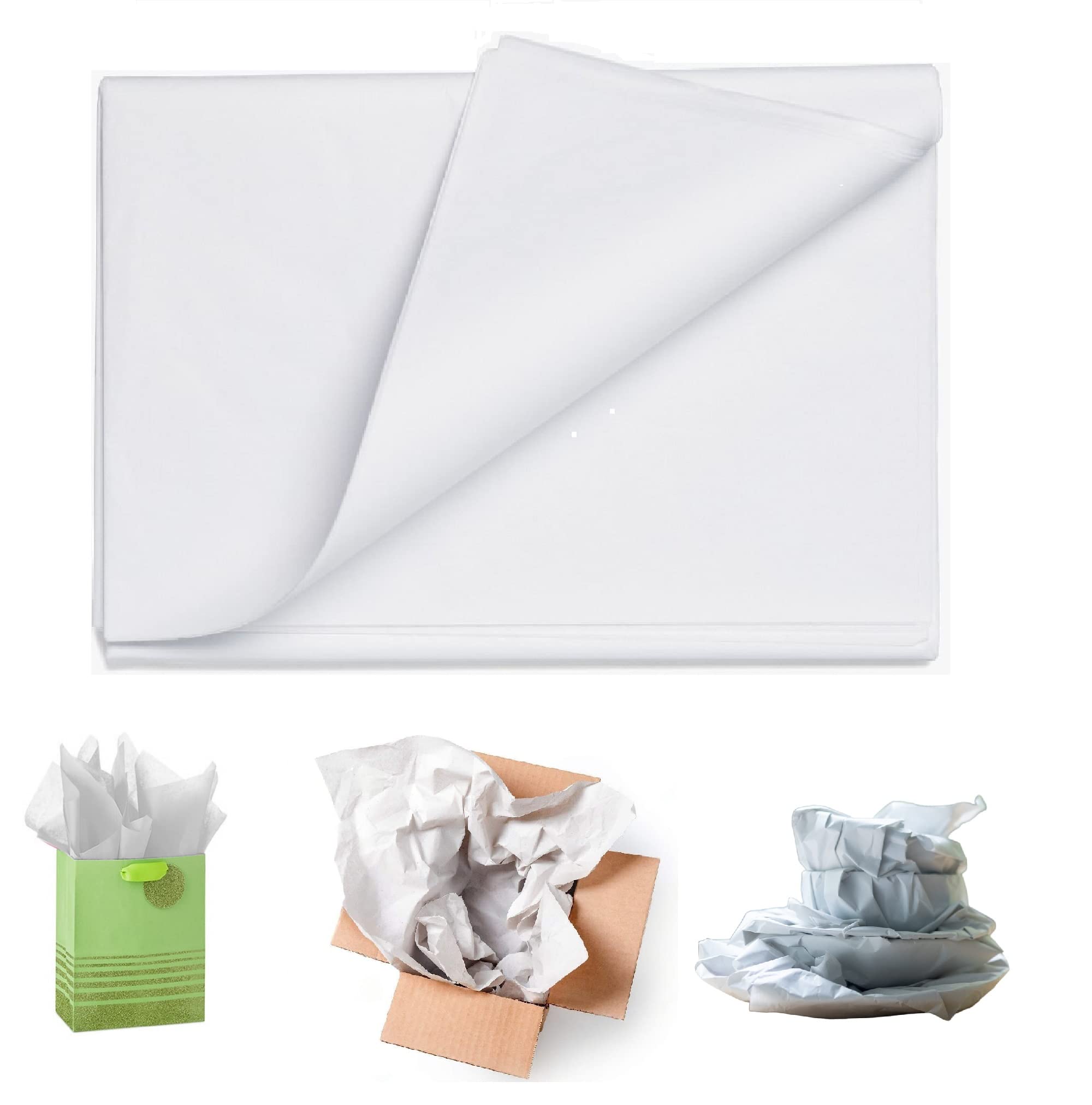 Sabco - 50pcs Large Coloured Tissue Paper - 20x30" - Ideal for Gift Wrap & Packing - Perfect for Children's Arts & Craft (White)