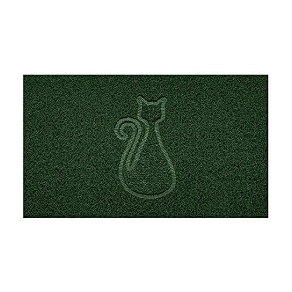 Nicoman Embossed Spaghetti Door Mat Dirt-Trapper Jet-Washable Doormat 70x43cm (Green, CAT Shape) - Use on Carpet ONLY