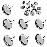 10mm Stainless Steel Blank Stud Earring Bezel Setting Cabochon Holder for Jewelry Making 50 Pcs