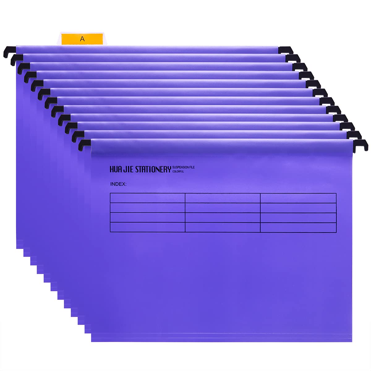 Srvnpioy A4 Suspension Files with Tabs and Card Inserts for Filing Cabinets (Pack of 12, Purple) Polypropylene A4 Hanging Filing Storage Folders for Office Home School