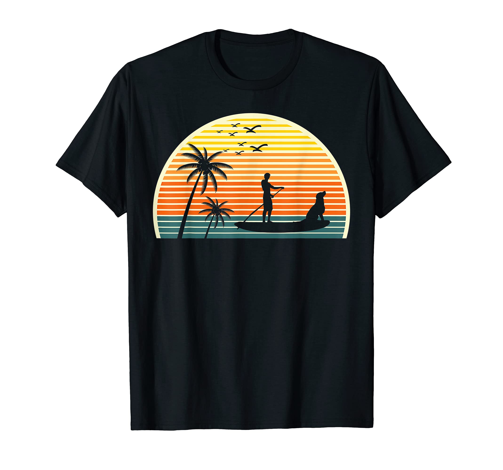 Sunset SUP Water Sport Paddleboarder Dog Stand Up Paddling T-Shirt
