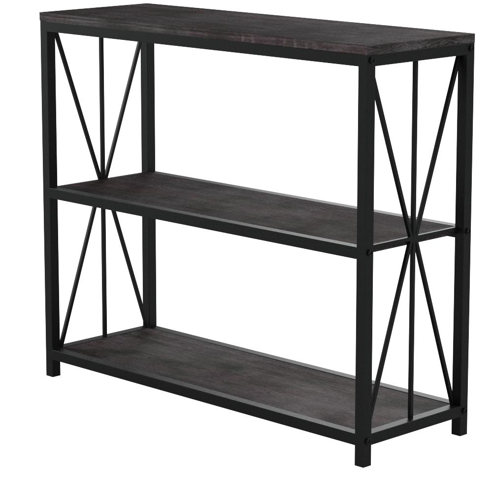 Home Vintage Dark Brown Black Metal Frame 3tier Console Table Bookcase