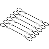 PATIKIL 5 Inch Safety Cable Lock, 6 Pack Stainless Steel 2mm Dia Security Wire Rope with Double Loop for Stage Lighting Luggage Lock Black