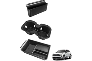 Muslogy Center Console Organizer & Cup Holder Insert 3PCS Set Compatible with 2025 Nissan Kicks Armrest Box Divider Gear Shif