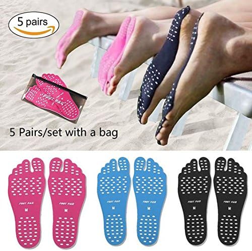 ecseo Beach Foot Pads for Barefoot Lover,Stick on Soles,Invisible Shoes Stick on Foot Pads,Foot Stickers,Nakedfit Stick on Soles with Anti-Slip and Waterproof Design, 5 Pairs/Pack