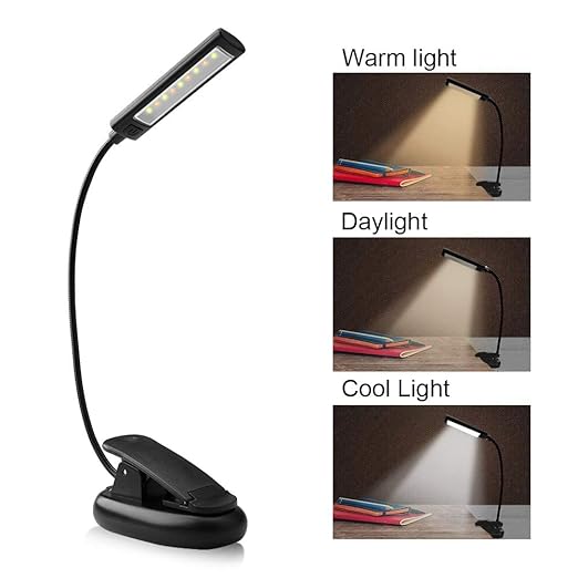 Leselampe , solawill LED Klemmleuchte mit 9 LEDs USB Wiederaufladbare LED Buchlampe 3 Helligkeit 360° Flexibel Leselampe Buch