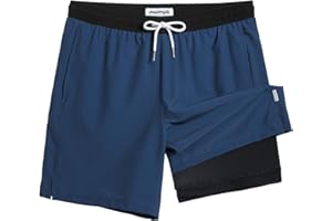 maamgic Mens Swim Trunks with Compression Liner 7 Inch Inseam Mens Bathing Suit Quick Dry Swimming Trunks Swimsuit