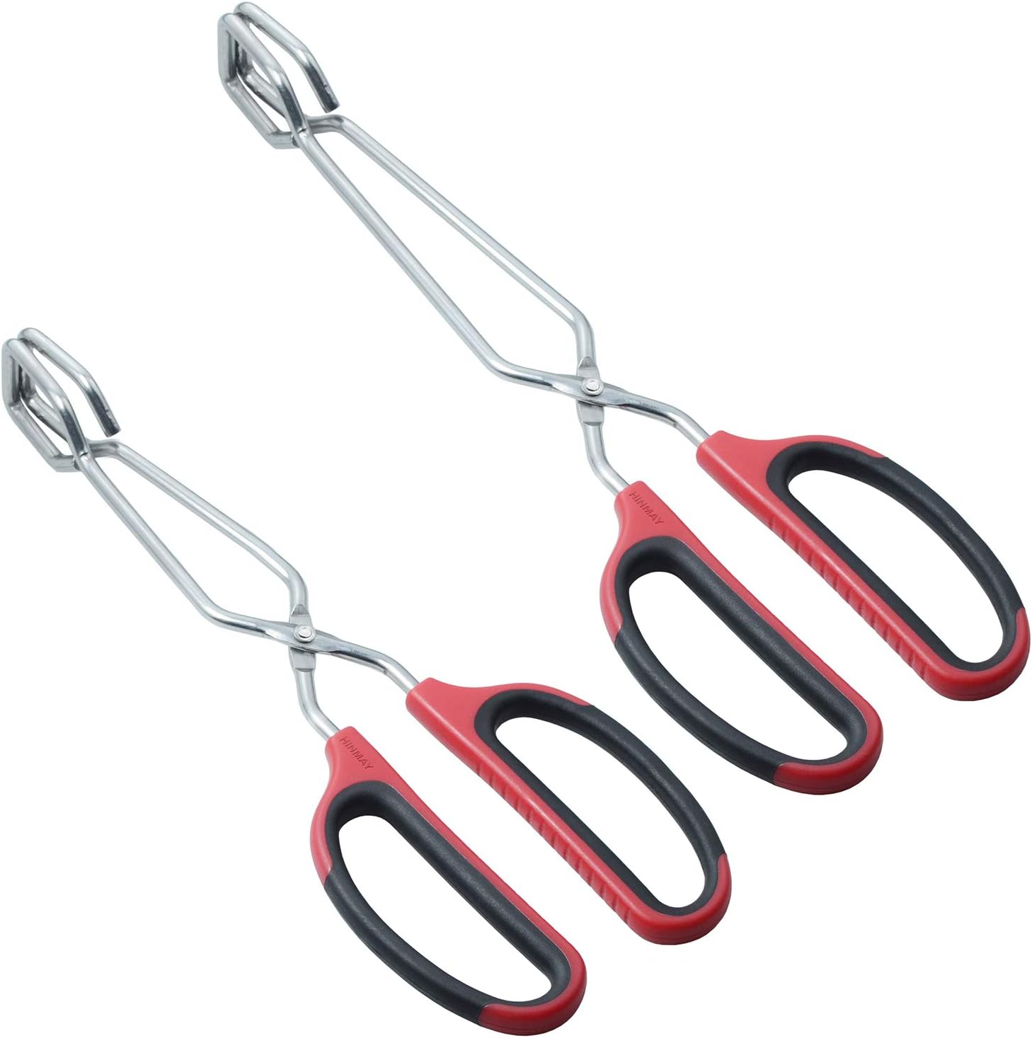 HINMAY Scissor Tongs 10Inch and 12Inch Set Heavy Duty Stainless Steel Wire Tongs, Set of 2
