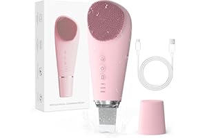 Face Scrubber Silicone Facial Cleansing Brush, 2 in 1 Electric Exfoliator Scrubber & Skin Spatula Pore Cleaner Blackhead Remo