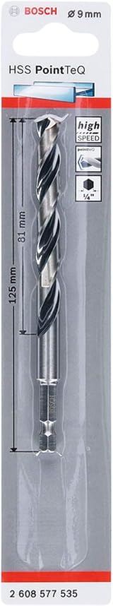 Bosch Professional PointTeQ Hex Drill Bit 9.0 mm Ø 125 mm 1/4 in Hex Shank