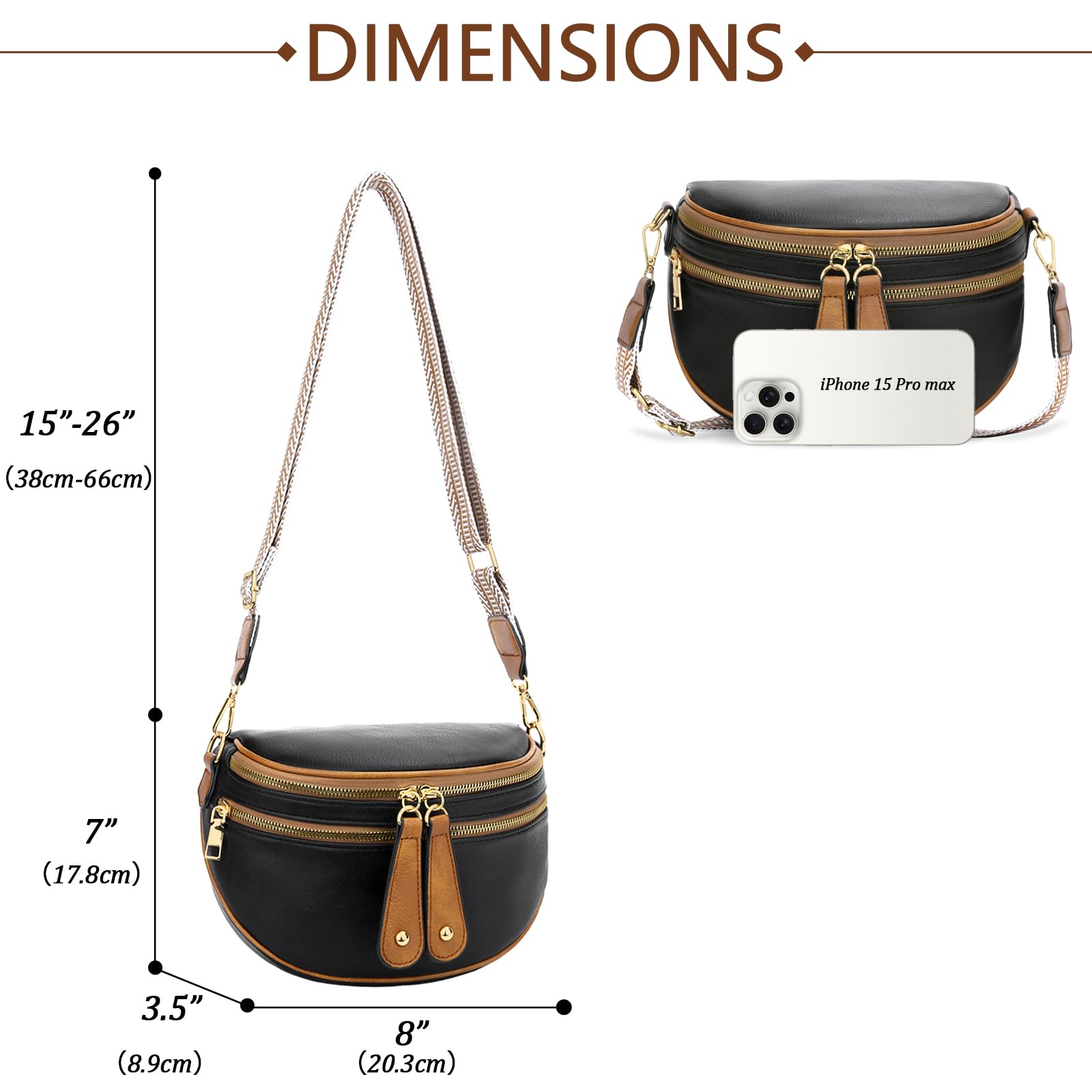 KKXIU Crossbody Sling Bag for Women Trendy Fanny Pack Vegan Leather Chest Bag