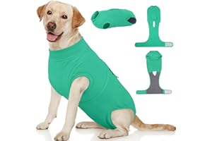 Kuoser Dog Surgery Suit Female Spay, Dog Recovery Suit Male Neuter, Puppy Clothes Onesie for Surgery Anti Licking Abdominal Wounds Pet Surgical Recovery Bodysuit Shirt, Substitute E-Collar & Cone