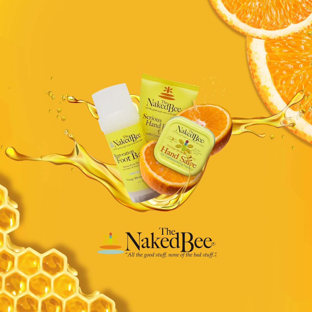 The Naked Bee Orange Blossom Honey Collection, Hand and Body Lotion 3 Piece Gift Set