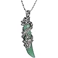 TUMBEELLUWA Dragon Pendant Necklace Wolf Crystal Stone Birthstone Protection Amulet Fengshui Jewelry Gift for Men Women