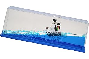 YimiBloss Unsinkable Going Merry Anime Pirate Ship in A Bottle, Floating Ocean Desk Decor, Anime Themed Liquid Motion Decoration, Unique Gift for Fans and Office Home Desk Ornament (Going Merry)