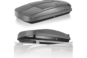 DVASOVIO Heavy-Duty Rooftop Cargo Box, Weather-Resistant Hard-Shell Roof Storage Box with Security Locks, 130 LBS Capacity, 15.5 Cubic Ft, 58.3" L x 35.4" W x 13" H, Grey