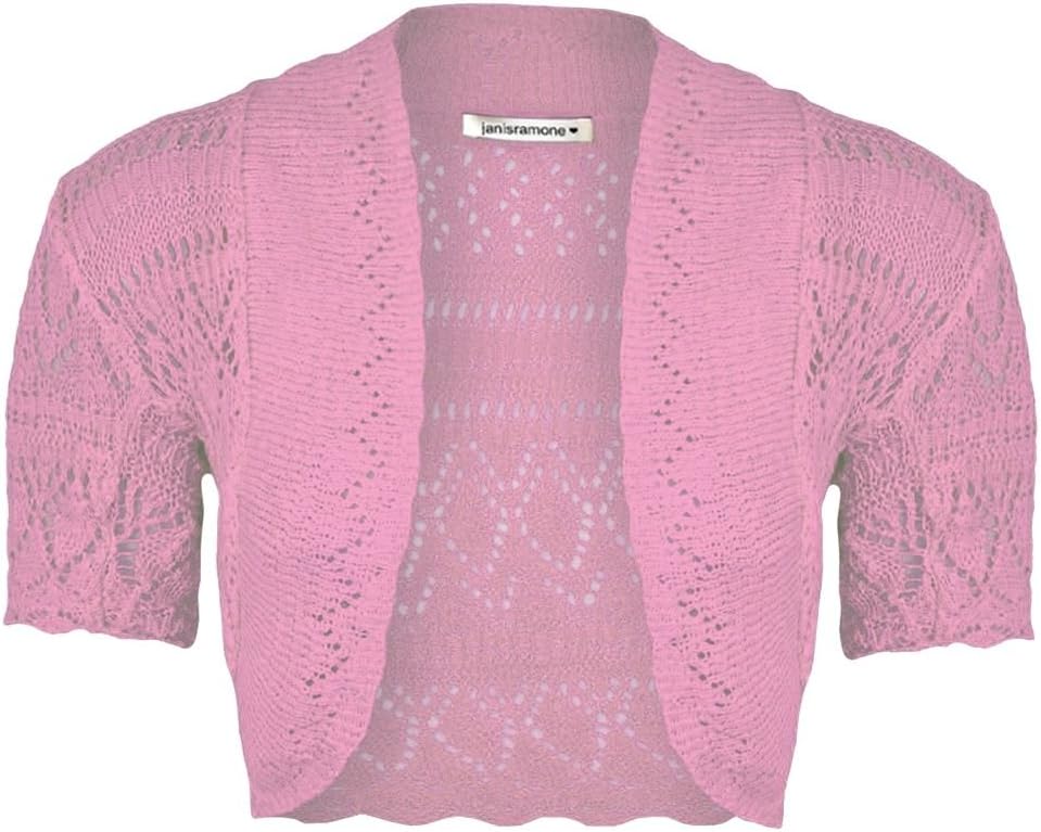 Girls Kids Short Sleeve Crochet Knitted Bolero Shrug Open Cardigan Crop Top