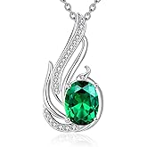 HOPEEZZ Phoenix Necklace 925 Sterling Silver Artificial Emerald Gemstone Phoenix Pendant Necklace Jewelry Gift for Women