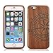 iPhone 6 Wood Case, Handmade [Fine Finish] Compass Real Natural Sapele Wood Case Wooden Cover Protective Skin Hard Phone Back Shell For Apple iPhone 6 4.7 Inch