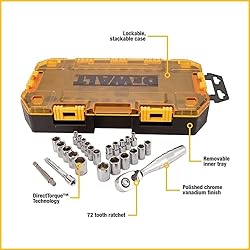 DEWALT Drive Socket Set, SAE/Metric, 1/4-Inch