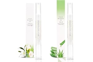 Meschett 2PCS Cuticle Oil Pens for Nail Care,Cuticle Revitalizer Oil Pen with Soft Brush,Cuticle Oil to Prevent Nail Cracking and Dry (Aloe & Jasmine Flavor)