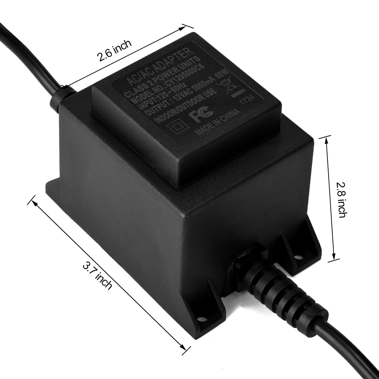 AGPtEK Voltage Converter Transformer 110/120V to AC 12V/5A, 60-Watt Waterproof Power Supply Converter for Swimming Pool Light, Water Pump, Outdoor Light, Spotlights
