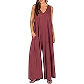 ANRABESS Women's Casual Summer Loose Jumpsuits Sleeveless Tank V Neck Wide Leg Long Pant Rompers Baggy Jumper with Pockets