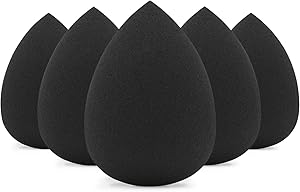 BEAKEY Makeup Schwamm Set, Foundation Blending Beauty Sponge, Make up Schwamm Makellos für Flüssigkeit, Creme und Puder, Latexfrei und Vegan Makeup Schwämme, 5 Stück Schwarz