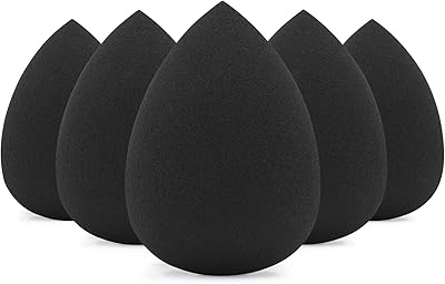 BEAKEY Makeup Schwamm Set, Foundation Blending Beauty Sponge, Make up Schwamm Makellos für Flüssigkeit, Creme und Puder, Latexfrei und Vegan Makeup Schwämme, 5 Stück Schwarz