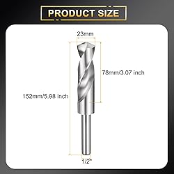HARFINGTON 23mm Drill Bit 1/2" Reduced Shank Round