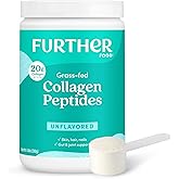 Further Food Unflavored Collagen Peptides Powder - 100% Grass-Fed, Hydrolyzed Type 1 & 3, 20g of Collagen per Serving, Supports Skin, Hair, Nails & Joints, 9.88 Oz